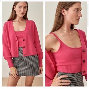 New Reformation Varenne Cashmere Tank And Cardi Set